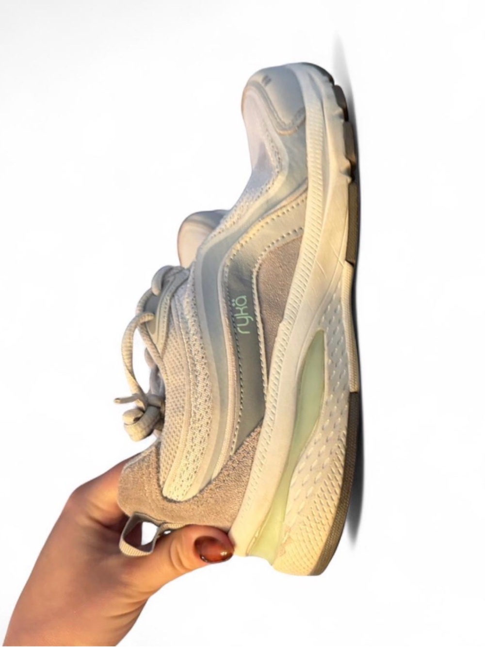 Ryka White, Mint & Light Gray Athletic Sneakers
